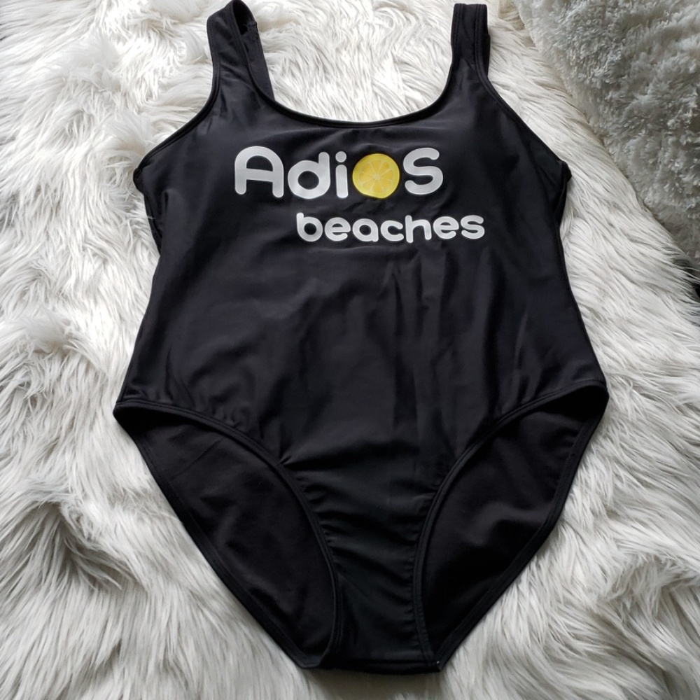 NWT! Adios beaches high leg black swimsuit